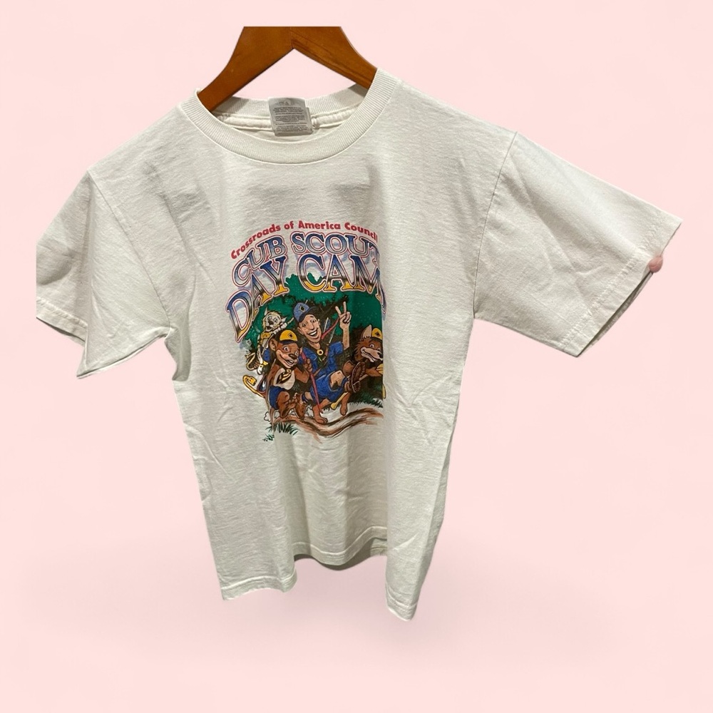 Vintage 80’s Jerzees Cub Scouts Day Camp cartoon fun t-shirt kids